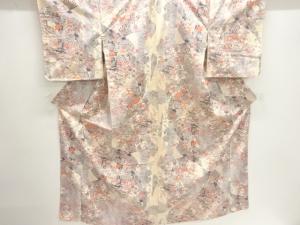 花扇に御所車模様手織り紬着物